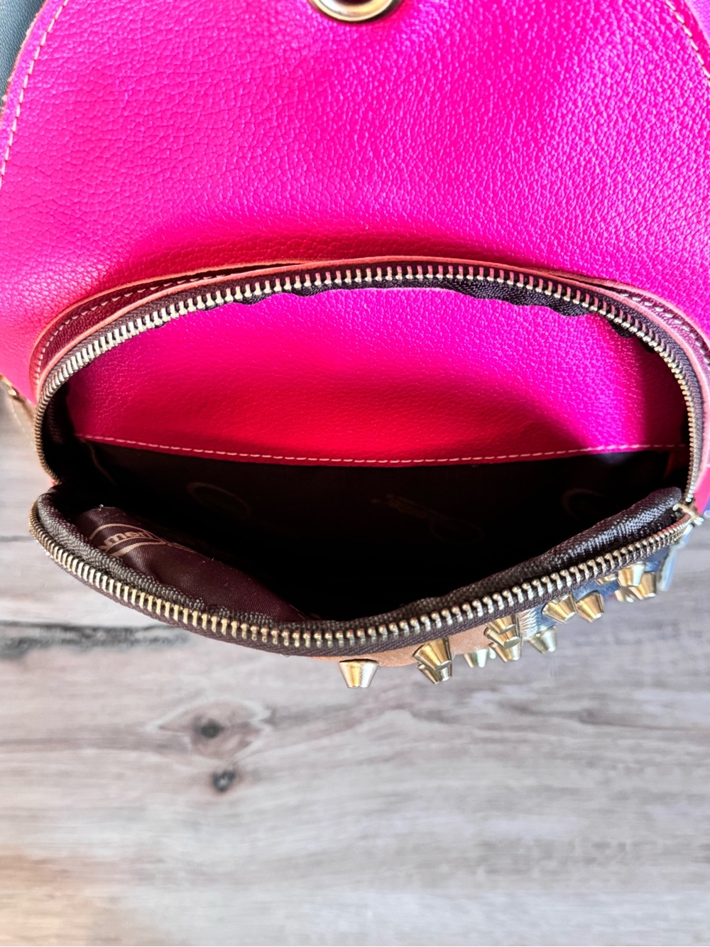 AmeriLeather Studded Patchwork Leather Backpack with Coin Purse - Picture 13 of 16